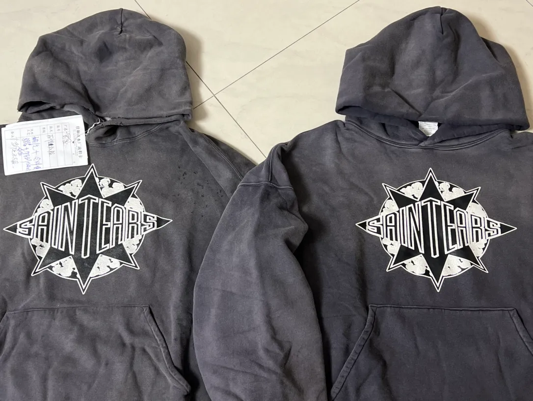 Proofing vS ZP DENIM TEARS x SAINT Mxxxxxx SAINT TEARS Hoodie/BLK Pentagram cotton ripped distressed hoodie washed black S-XL